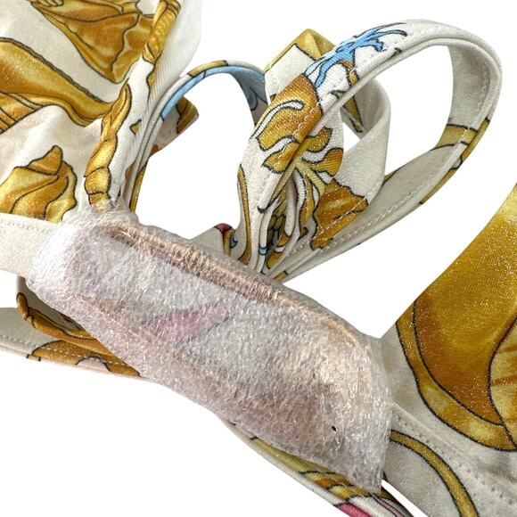 VERSACE Women's Eggshell Multicolor Baroque Print Bikini Top Size 3 Medium - Picture 6 of 14